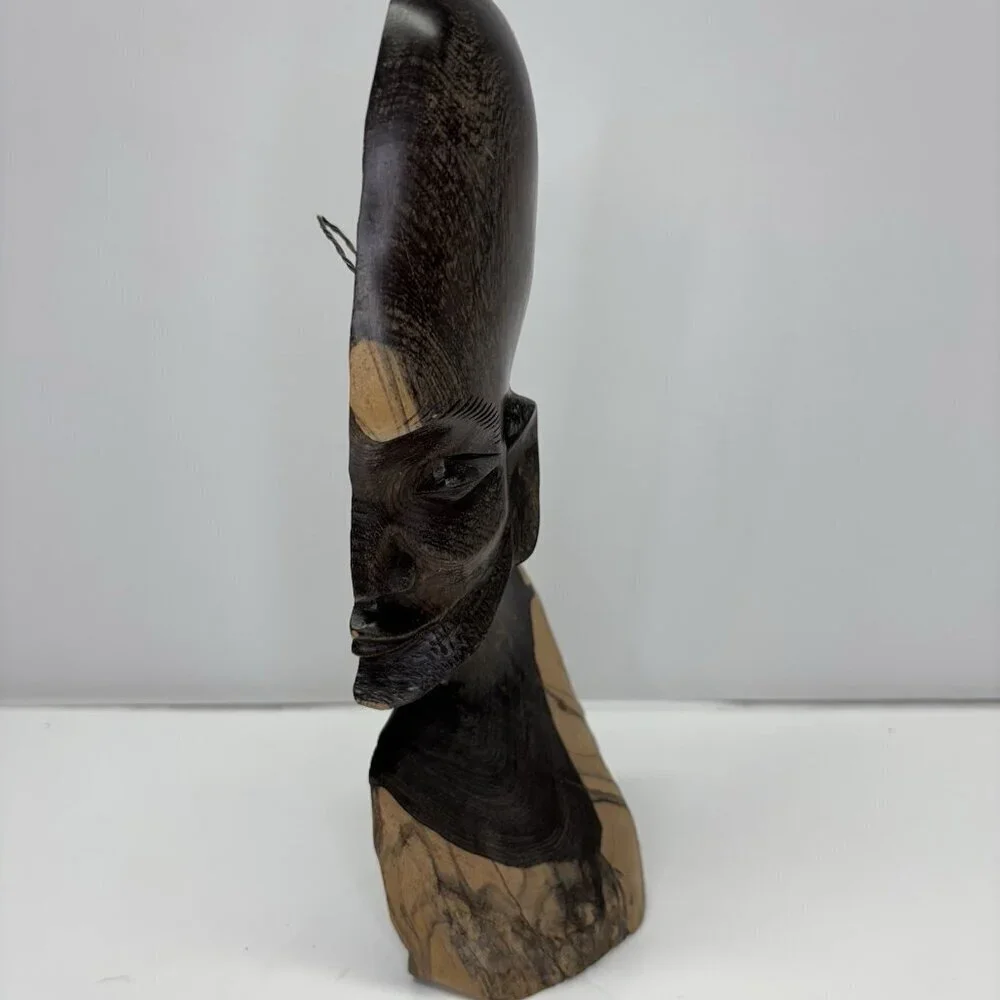 VTG. Original Kenyan Hand Carved African Male Bust Head‎ Wood - Picture 7 of 13